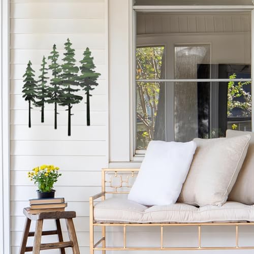 ESTART Metal Pine Tree Wall Art, Metal Tree Wall Decor - Image 2