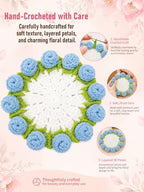 Crochet Flower Bouquet Coasters, Cotton Rose Gifts for Home Decor 2Pcs - Image 4