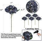 6Pcs 13" Dark Gray Hydrangea Artificial Flowers - Image 2