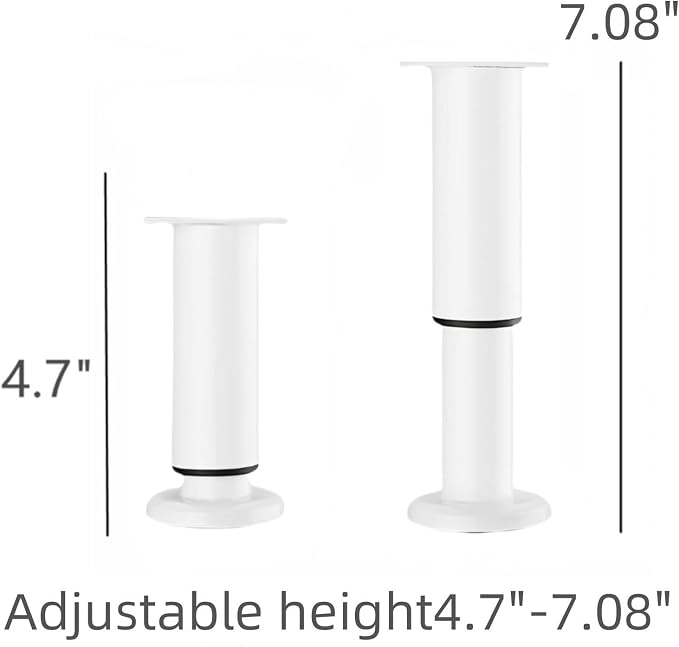 4PCS Adjustable 4.7-7.08 Inch Metal Furniture Legs White Furniture Replacement - Image 3