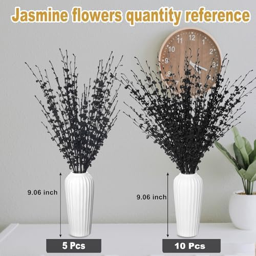 5Pcs Black 29.5" Artificial Jasmine Flowers for Halloween DIY Wreath Decor - Image 7