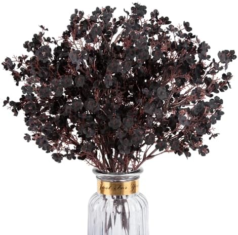 8Pcs Black Halloween Flowers Real Touch Artificial Fake Flowers Decorations by HIAGROW