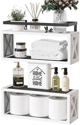 RICHER HOUSE Floating Shelves Bathroom, Wall Mounted Shelf Over Toilet by RicherHouse