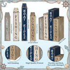 Lineshading 4 Pcs Summer Lake House Decor Stacked Wooden Book Block Signs - Image 3