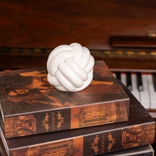 Small Ceramic Knot Decor, Chain Link Decor, Coffee Table Decor, Book Shelf Decor, Entry Table Decor, Aesthetic Minimalist Decorative Objects for Modern Home Living Room, Desk Decor for Office (White) - Image 7