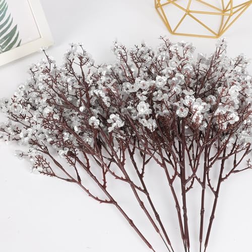 8Pcs Artificial Flowers Real Touch Babys Breath Silvery Flowers Decorations - Image 6