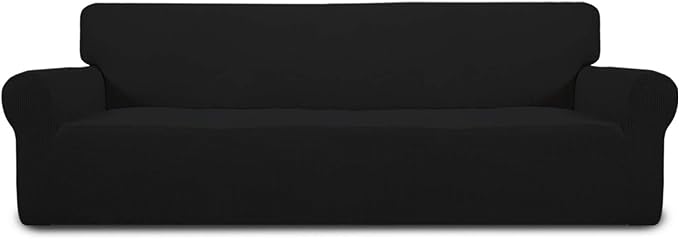 Easy-Going Stretch 4 Seater Oversized Sofa Couch Cover Black | 1-Piece Extra by Easy-Going