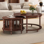 31.5" Vintage Round Nesting Coffee Table Set by VYUXWO