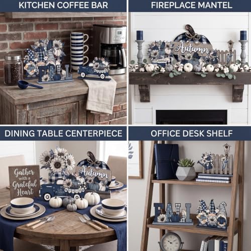 Wenqik 6 Pcs Fall Wooden Table Decorations for Home, Farmhouse Pumpkin - Image 6