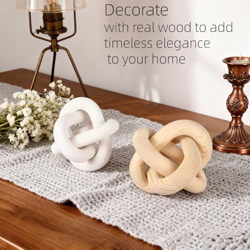 Wood Knot Chain Link Decor, 3 Link Boho Wooden Hand Carved Decorative, Handcrafted for for Coffee Table Entryway Modern Farmhouse Shelf Decoration (Natural) - Image 6