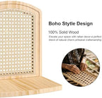 Rattan Shelf Set of 2, 9.8''Natural Wood Rattan Shelf with Wicker Decor, Boho Wall Decor Small Floating Shelves for Plant Figurines Nick Knack Display, Mini Shelves for Living Room Nursery Bedroom - Image 5