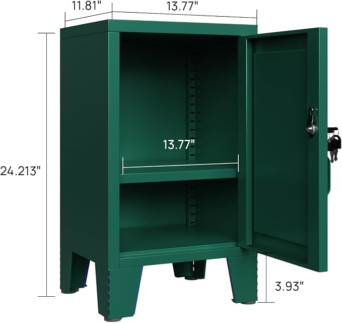 ALBAD Metal Nightstand with Lockable Cabinet, Compact Mini Locker Bedside Table - Image 3
