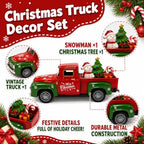Christmas Truck Decor, 5.7 Inch Vintage Metal Pickup with Snowman and Tree - Image 6