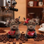 Hodao Christmas Highland Cow Coffee Resin Figurines,Xmas Farmhouse Decor for Tiered Tray, Tabletop, Mantel, Gift for Xmas Home Decoration - Image 5