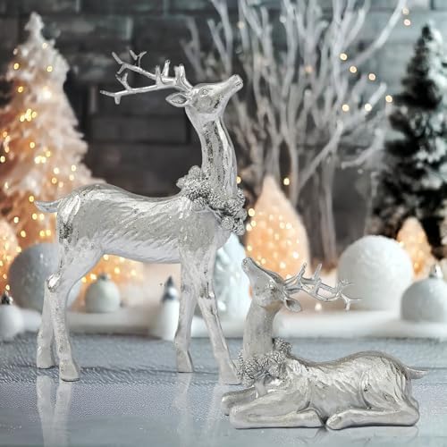 DN DECONATION Christmas Reindeer Figurines, Winter Deer Small Statues Decor - Image 5