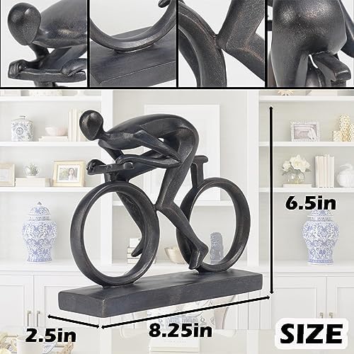 Resin Bike Black Statues Sculptures - Home Decor Shelf Decor Inspirational Decorations Bicycle Enthusiasts Gifts Office Table Aesthetic Decor for Shelves Accents 8.25 * 2.5 * 6.5 Inch - Image 2