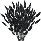 Uieke 17’’ Natural Bunny Tails Dried Flowers, 120 Pcs Dried Lagurus Ovatus, Dried Black Pampas Grass Decor for Farmhouse Flower Arrangements Wedding Home Craft Boho Party Halloween Decorations by Uieke