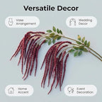 2Pcs Amaranthus Artificial Flower, 43" Faux Hanging Amaranthus Silk Cascading Floral Stems for Wedding Bouquet, Home Vase Decor, Bendable Stems Fake Hanging Plants (Burgundy) - Image 5