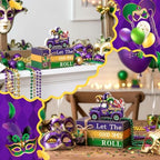4 Pcs Table Decorations Tiered Tray Decorations Mini Wooden Books Signs for Office Shelf Classroom Tabletop Bookshelf(Mardi Gras) - Image 6