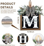 Ultra Large 14'' Last Name All Year Round Front Door Wreath with 26 Initial Letter Welcome Sign All Seasons Eucalyptus Garland and Bow Wreaths for Front Door Porch Farmhouse Decoration (M) - Image 4
