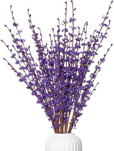 5Pcs Purple Jasmine Flowers 29.5" Artificial Pussy Willow Branches for Vase by Wolpark