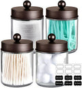 Amolliar Glass Apothecary Jar Qtip Holder Metal Lids 4pc/Bronze by Amolliar