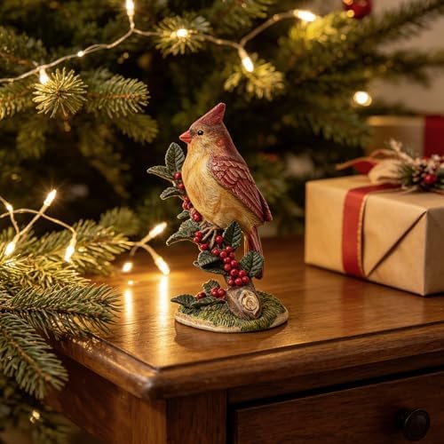 Braxio Bird Figurines Home Decor – Resin Red Cardinal Figurine on Branch, Christmas Cardinal Decor for Shelf, Table, Living Room, Bedroom & Memorial Gift, 5.5 x 3.4 x 7 Inches - Image 7