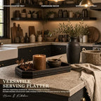 EOSAHR Pine Wood Decorative Tray: Serving Tray for Kitchen Counter,OldBlack - Image 3