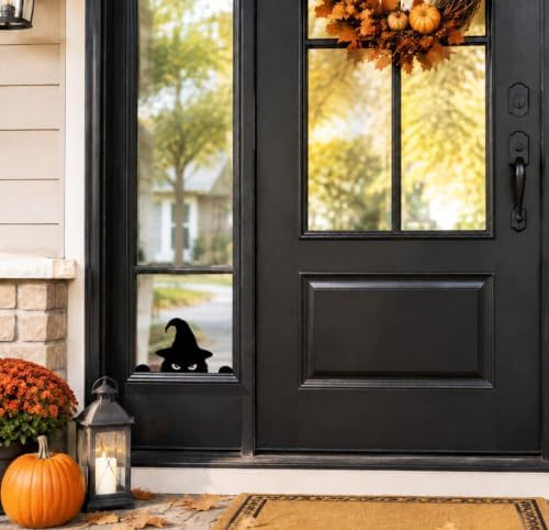 Home Decor Wooden Peeking Black Cat with Witch Hat Signs Window Decorations - Image 4