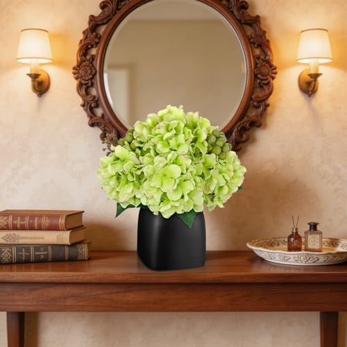 Briful Artificial Green Hydrangea Arrangement, Matte Black Vase Centerpiece - Image 7