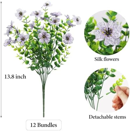 ATTGREAT Artificial Flowers for Outdoors UV Resistant, 12 Bundles(White) - Image 6