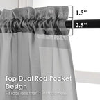 Charcoal Grey Sheer Curtains 90 Inches Long 2 Panels - Image 3