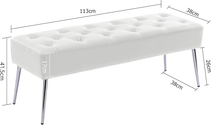 DUHOME Button-Tufted Ottoman Bench, Upholstered Footrest Stool Rectangular - Image 3