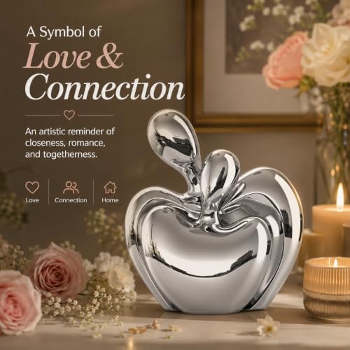 XMGZQ Hugging Couple Statue Ceramic Lover Figurine Home Decor is a Romantic Gift for Her on Wedding Anniversary and Valentines, TV Stand Decoration Knick Knacks for Shelves (Silver, 7in) - Image 7