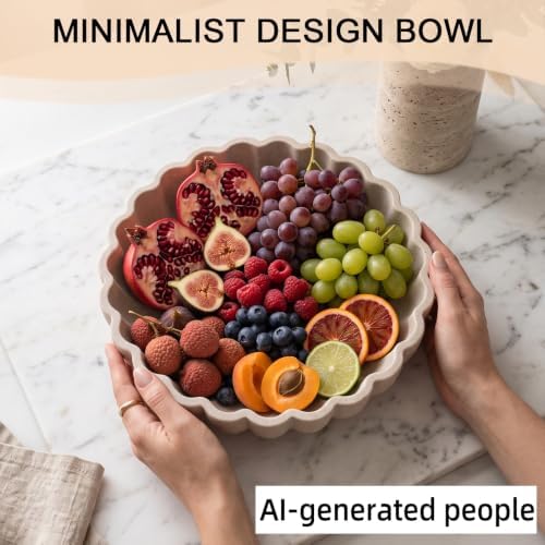 Large Decorative Fruit Bowl, Snack Candy Bowl, Flower Beige - Image 6
