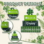 4Pcs Fall Decorations, Wooden Table Decor for Thanksgiving (St. Patrick's Day) - Image 3