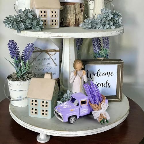 Lavender Truck Decor with Flowers, Purple Floral Pickup Truck with Butterfly, Rustic Farmhouse Tabletop Centerpiece, Spring Country Home Office Kitchen Tiered Tray Decor - Image 5