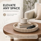 11-Inch Concrete Round Tray Home Decor for Coffee Table Decor - Round Coffee Table Tray - Circular Kitchen Island Trays - Decorative Trays- Beige - Image 2