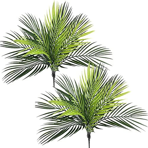 CATTREE Artificial Tropical Palm Plants, Faux Plant Plastic Shrubs Fern Leaves Coconut Tree Fake Bushes for Indoor Outdoor Verandah Office Table Centerpieces Arrangements DIY Decoration - 2 Pcs by CATTREE