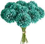 Mandy's 12pcs Artificial Teal Ball Chrysanthemum Flowers by Mandys