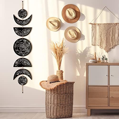 BBTO Boho Wall Decoration Moon Phase Wall Art Star Moon Decor, Black, White - Image 2