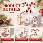 Geelin 4 Pcs Christmas Candy Cane Table Decoration Wooden Book Stack Signs - Image 4