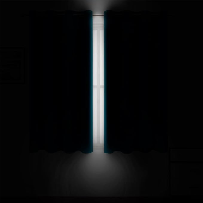 Blackout Curtains 66 x 54 Inch Long Teal Curtains Set of 2 Panels Room - Image 3