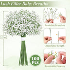 100 Baby Breath Flowers Artificial Bulk, 21" Babys Breath Artificial Flower - Image 3
