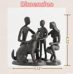 Family and Dog Statues, Cast Iron Family of 3 Figurine, Gift for Dog Lovers,Dog Memorial Gift, Black - Image 3