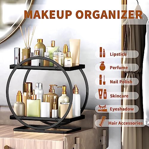 Bathroom Counter Organizer, 2-Tier Black Perfume Organizer Dresser - Image 5