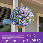 Blue Purple Artificial Morning Glory Flowers for Outdoor Planters, Premium UV Resistant Silk Faux Flowers for Porch, Hanging Basket & Window Box, Cottage Garden Decor, No Pot, 13.3 Inch, 8 Bundles - Image 4