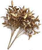 CATTREE Artificial Plants for Christmas, Plastic Grass Faux Shrubs Fake Leaves Simulation Bushes Home Indoor Outdoor Garden Wedding Festival Decoration Hall Office Table Planter Filler – Gold 2 Pack - Image 6
