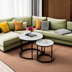 aboxoo Round Nesting Coffee Table Side Table Set of 2 End Tables - Image 5