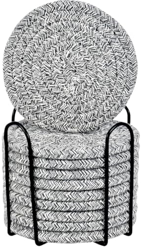 Woven Drink Coasters with Holder, Coasters for Drinks Set of 10 by ABenkle